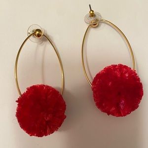 Red Pom Earrings from JCREW